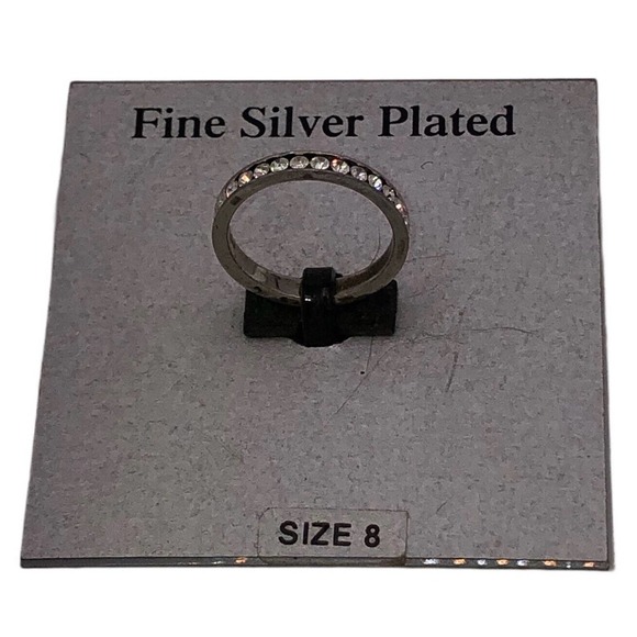 NWT Fine Sterling Silver Cubic Zirconia CZ Anniversary Band Ring Size 8 - Picture 4 of 6